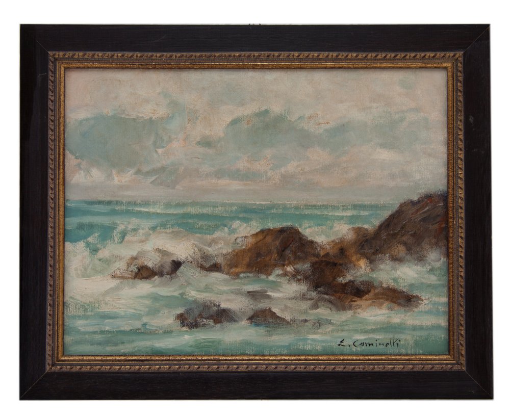 ernesto cominetti: Mare mosso scogliera Alassio